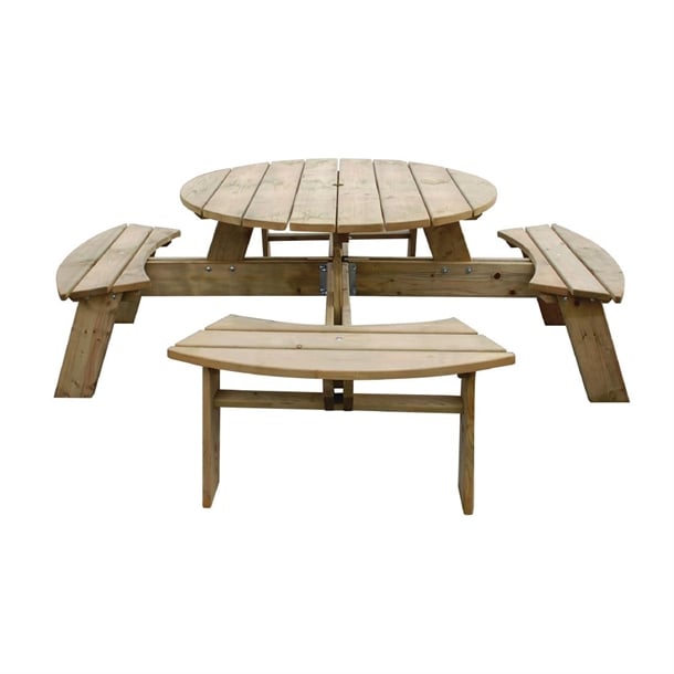Rowlinson Round Wooden Picnic Table 6.5ft cg097