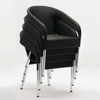 Bolero PE Wicker Wraparound Bistro Chairs Charcoal (4 Pack) cg223