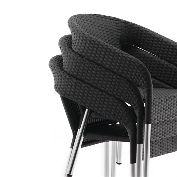 Bolero PE Wicker Wraparound Bistro Chairs Charcoal (4 Pack) cg223