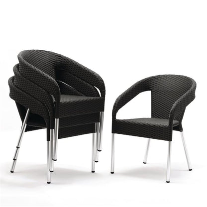 Bolero PE Wicker Wraparound Bistro Chairs Charcoal (4 Pack) cg223