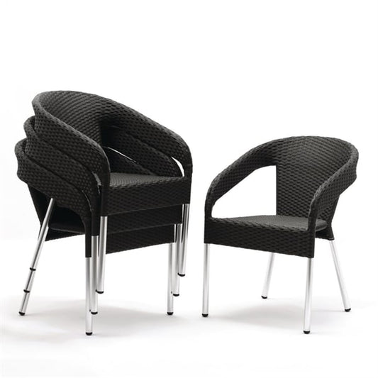 Bolero PE Wicker Wraparound Bistro Chairs Charcoal (4 Pack) cg223