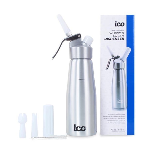 ICO Aluminium Whipped Cream Dispenser Silver 500ml ch036