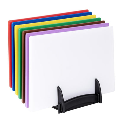 Hygiplas Low Density 7-Piece Chopping Board Set with Rack 450x300x10mm ch041
