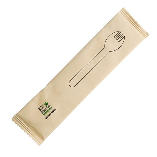 Fiesta Compostable Individually Wrapped Wooden Sporks (500 Pack) ch086