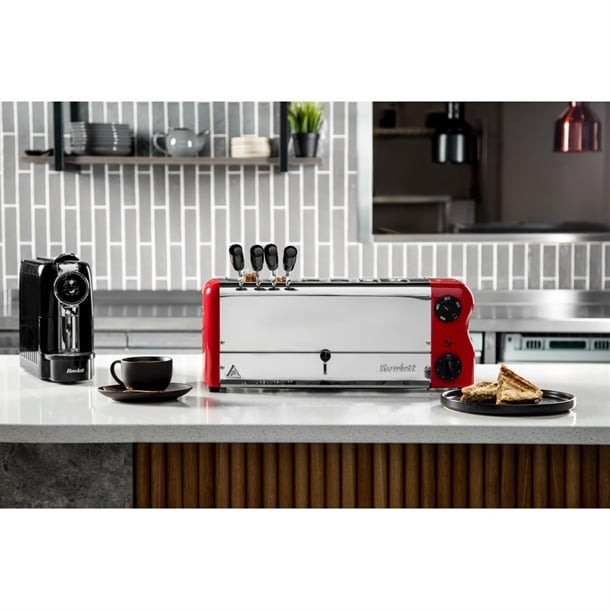 Rowlett Esprit 6 Slot Toaster Traffic Red w/2x Additional Elements & Sandwich Cage ch188