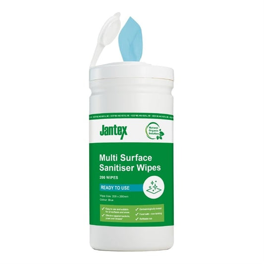 Jantex Green Surface Sanitiser Wipes Starter Tub 200mm (200 Pack) ch650