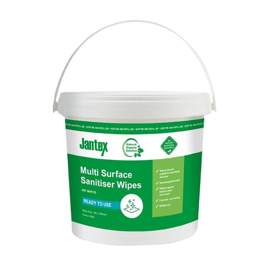 Jantex Green Surface Sanitiser Wipes Starter Tub 200mm (400 Pack) ch652