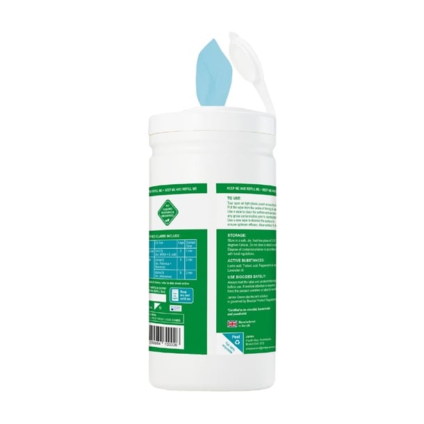 Jantex Green Probe Sanitiser Wipes Starter Tub 130mm (100 Pack) ch654