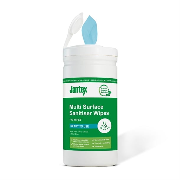 Jantex Green Probe Sanitiser Wipes Starter Tub 130mm (100 Pack) ch654