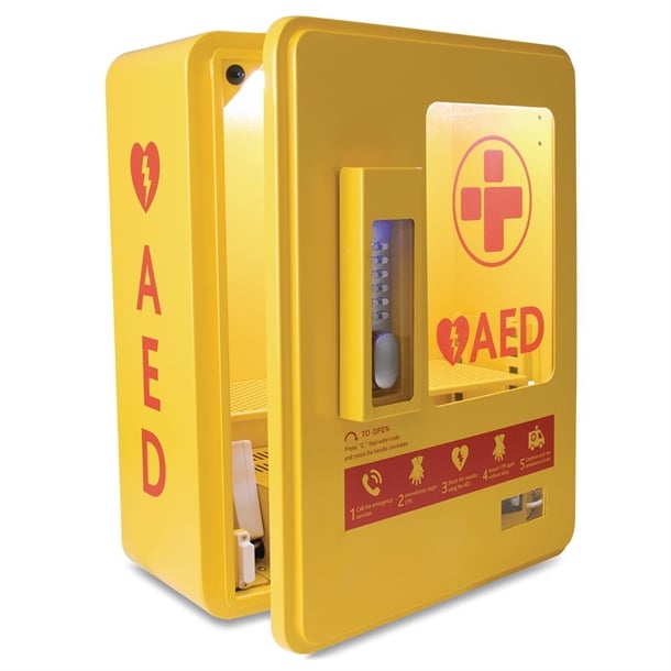 Automated External Defibrillator Alarmed Outdoor Heated Metal Cabinet ch788
