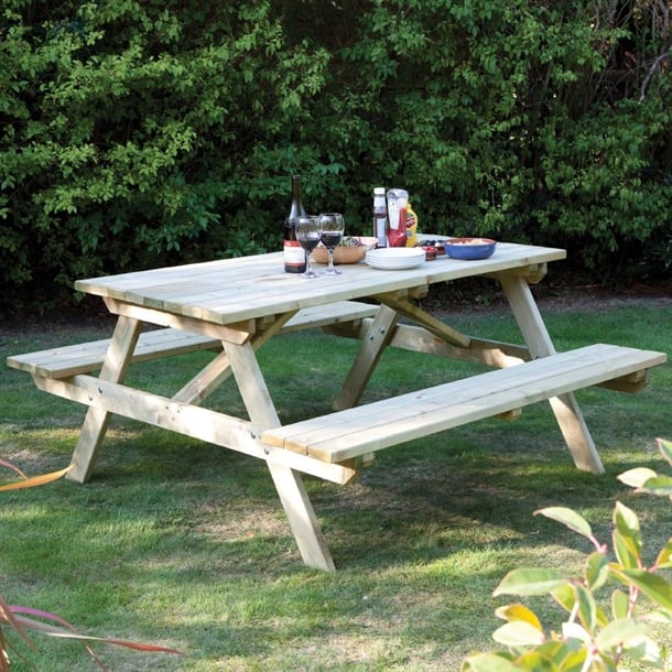 Rowlinson Picnic Table Natural Timber 180cm ch879
