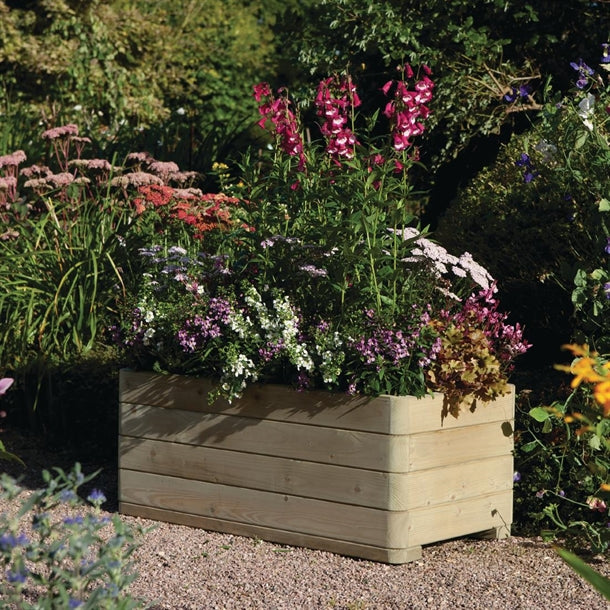 Rowlinson Marberry Layer Planter Rectangular Natural Timber 100cm ch982