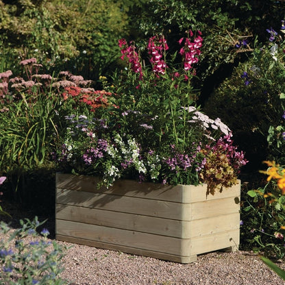 Rowlinson Marberry Layer Planter Rectangular Natural Timber 100cm ch982