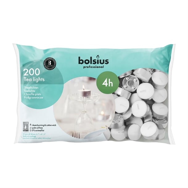 Bolsius Professional 4 Hour Tealights (200 Pack) cj879