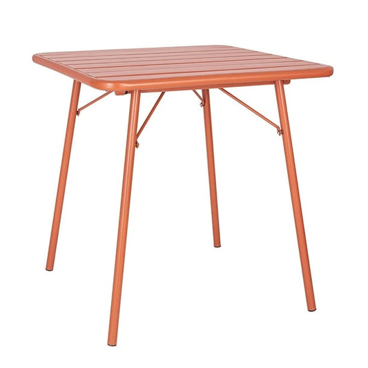Bolero Amalfi Slatted Square Steel Folding Table Terracotta 700mm ck064