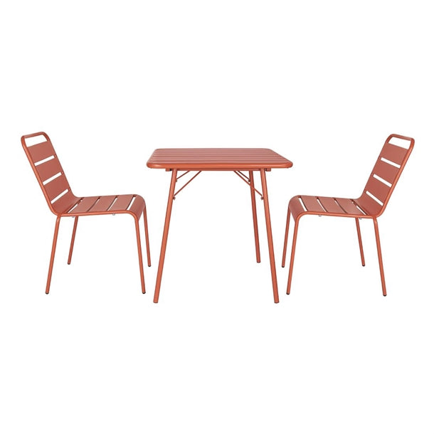 Bolero Amalfi Slatted Square Steel Folding Table Terracotta 700mm ck064