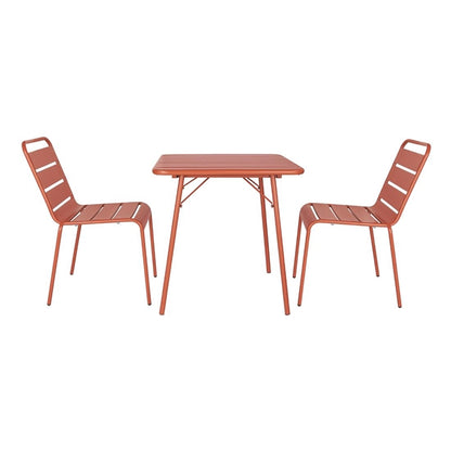 Bolero Amalfi Slatted Square Steel Folding Table Terracotta 700mm ck064