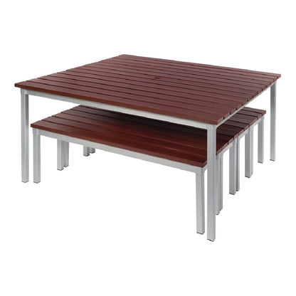 Enviro Square Outdoor Walnut Effect Faux Wood Table 1250mm ck811