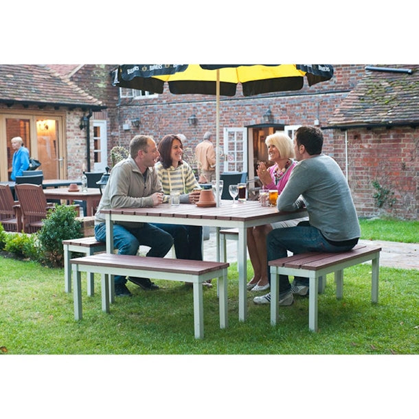 Enviro Square Outdoor Walnut Effect Faux Wood Table 1250mm ck811