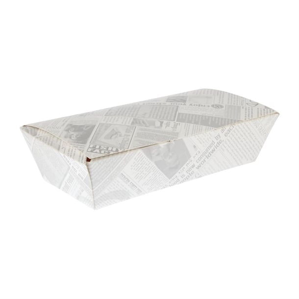 Colpac Compostable Food Boxes Newspaper Print 250mm (150 Pack) ck882