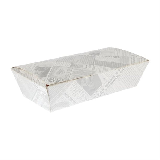 Colpac Compostable Food Boxes Newspaper Print 250mm (150 Pack) ck882