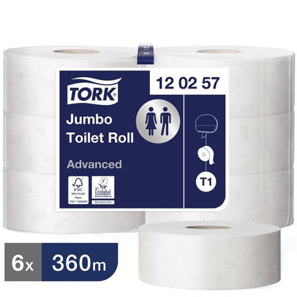 Tork Jumbo Toilet Paper Rolls White T1 (6 Pack) cl127