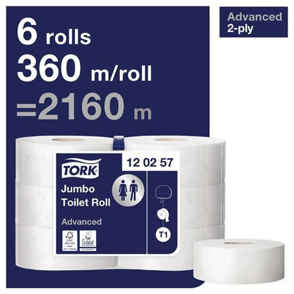 Tork Jumbo Toilet Paper Rolls White T1 (6 Pack) cl127
