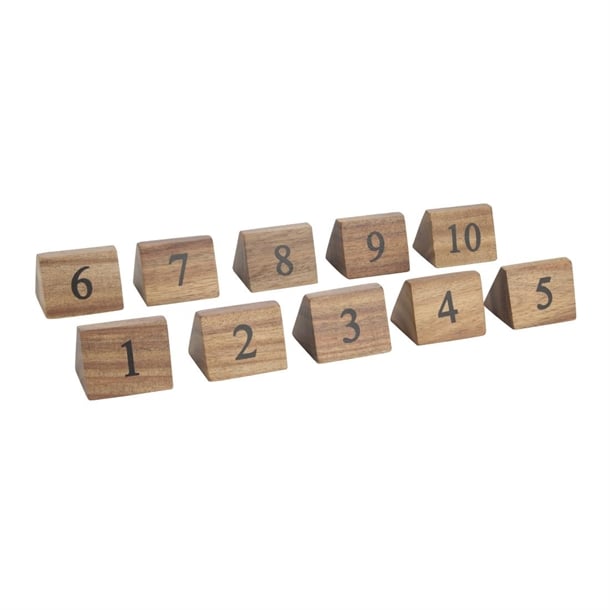 Olympia Acacia Table Number Signs Numbers 1-10 cl392