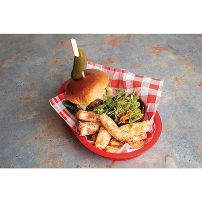Fiesta Compostable Red Gingham Greaseproof Sheets 310x190mm (200 Pack) hy781