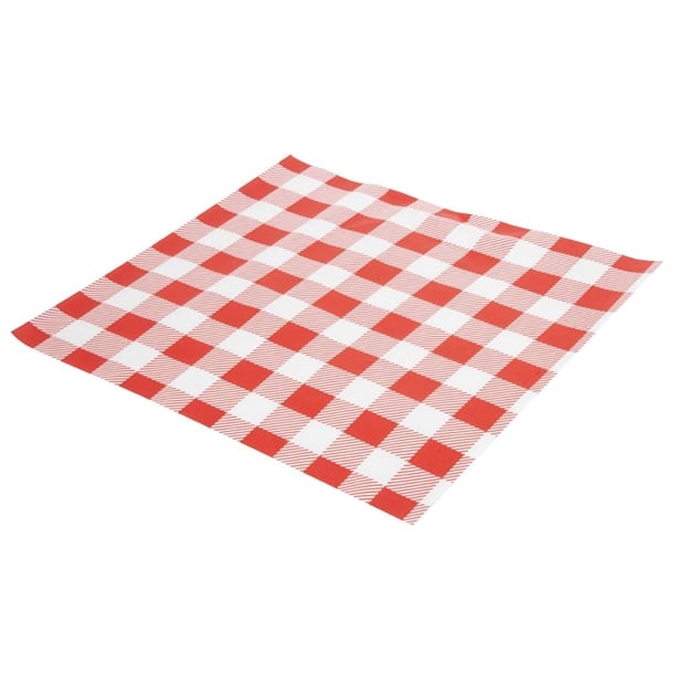 Fiesta Compostable Red Gingham Greaseproof Sheets 380x310mm ( 200 Pack) hy782