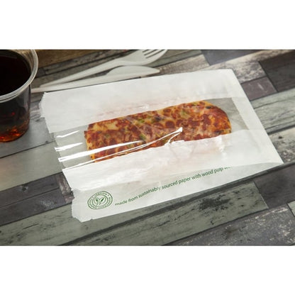 Vegware Compostable Glassine Hot Food Bags With NatureFlex Window Large ( 500 Pack) cl688