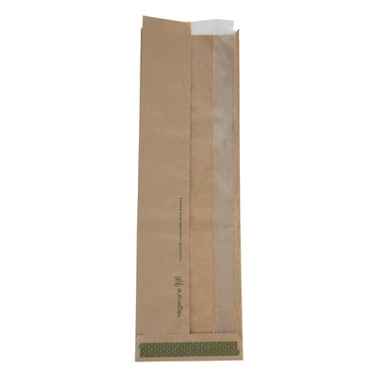 Vegware Compostable Kraft Baguette Bags With PLA Window (1000 Pack) cl693