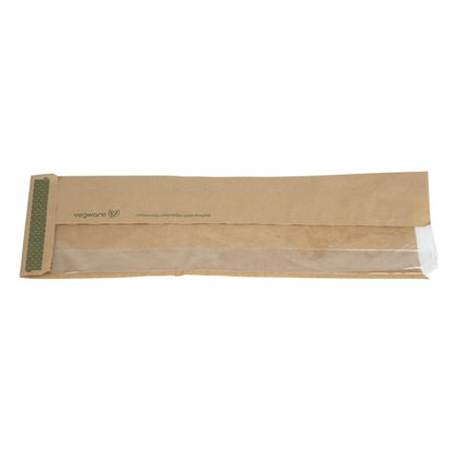 Vegware Compostable Kraft Baguette Bags With PLA Window (1000 Pack) cl693