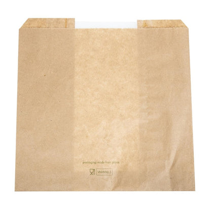 Vegware Compostable Kraft Sandwich Bags with NatureFlex Window Small (1000 Pack) cl741