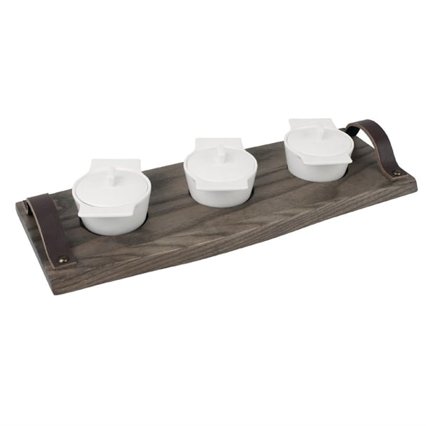 Olympia Ash Wood Serving Platter with Leather Handles 370mm cn620
