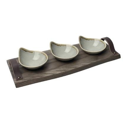 Olympia Ash Wood Serving Platter with Leather Handles 370mm cn620