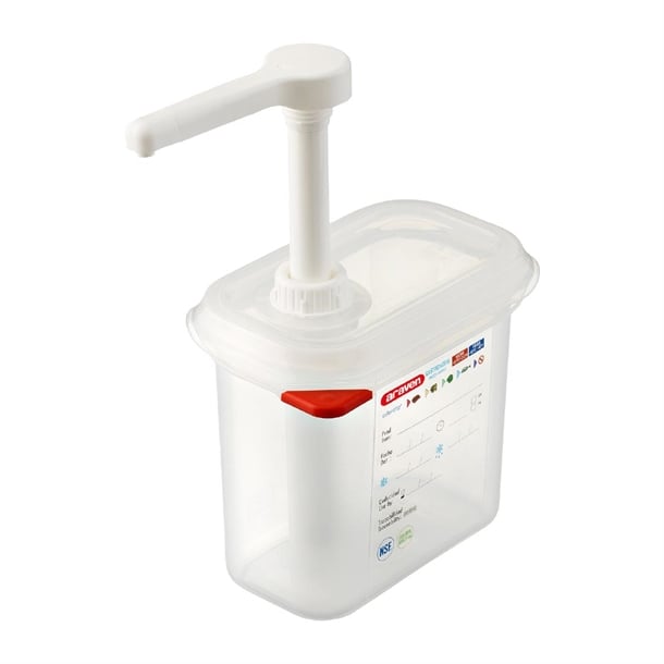 Araven Sauce Dispenser with Pump GN 1/9 Transparent 1.5Ltr cr821