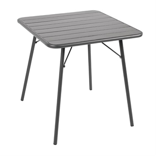 Bolero Amalfi Slatted Square Steel Folding Table Grey 700mm cs730