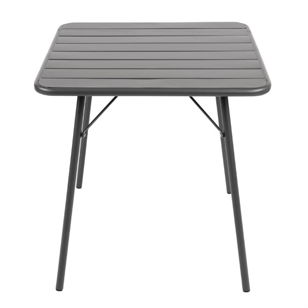 Bolero Amalfi Slatted Square Steel Folding Table Grey 700mm cs730