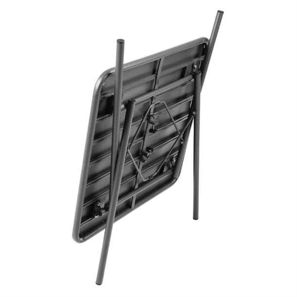 Bolero Amalfi Slatted Square Steel Folding Table Grey 700mm cs730