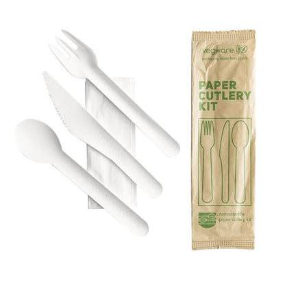 Vegware Compostable Paper Cutlery Kit 4in1 (250 Pack) cu545