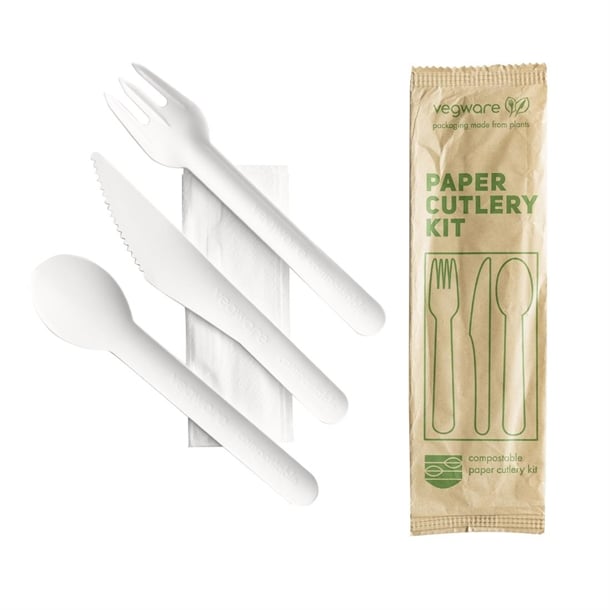 Vegware Compostable Paper Cutlery Kit 4in1 (250 Pack) cu545