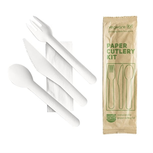 Vegware Compostable Paper Cutlery Kit 4in1 (250 Pack) cu545
