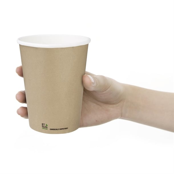 Fiesta Compostable Coffee Cups Single Wall 340ml / 12oz (1000 Pack) cu982