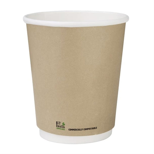 Fiesta Compostable Coffee Cups Double Wall 227ml / 8oz (500 Pack) cu984