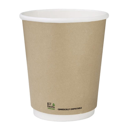 Fiesta Compostable Coffee Cups Double Wall 227ml / 8oz (25 Pack) cu985