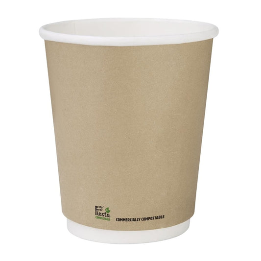 Fiesta Compostable Coffee Cups Double Wall 227ml / 8oz (25 Pack) cu985