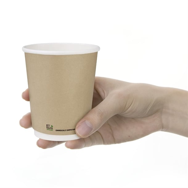 Fiesta Compostable Coffee Cups Double Wall 227ml / 8oz (25 Pack) cu985