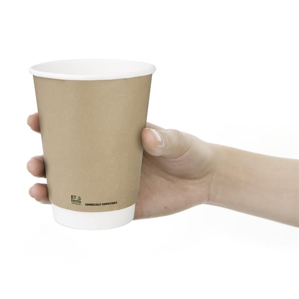 Fiesta Compostable Coffee Cups Double Wall 340ml (500 Pack) cu986