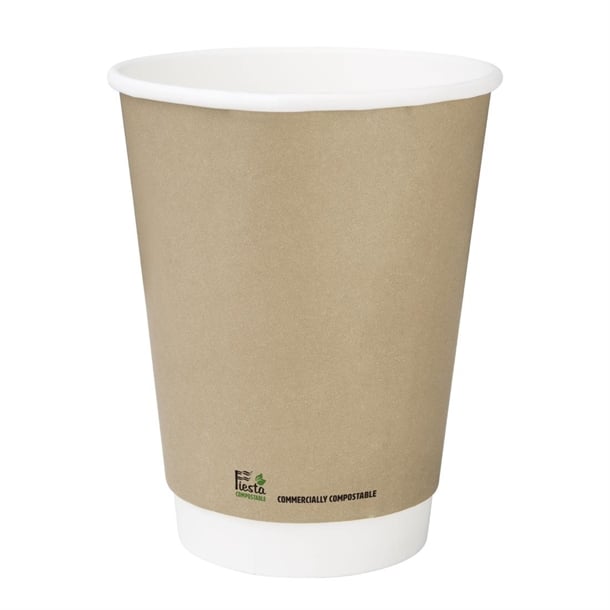 Fiesta Compostable Coffee Cups Double Wall 340ml (25 Pack) cu987